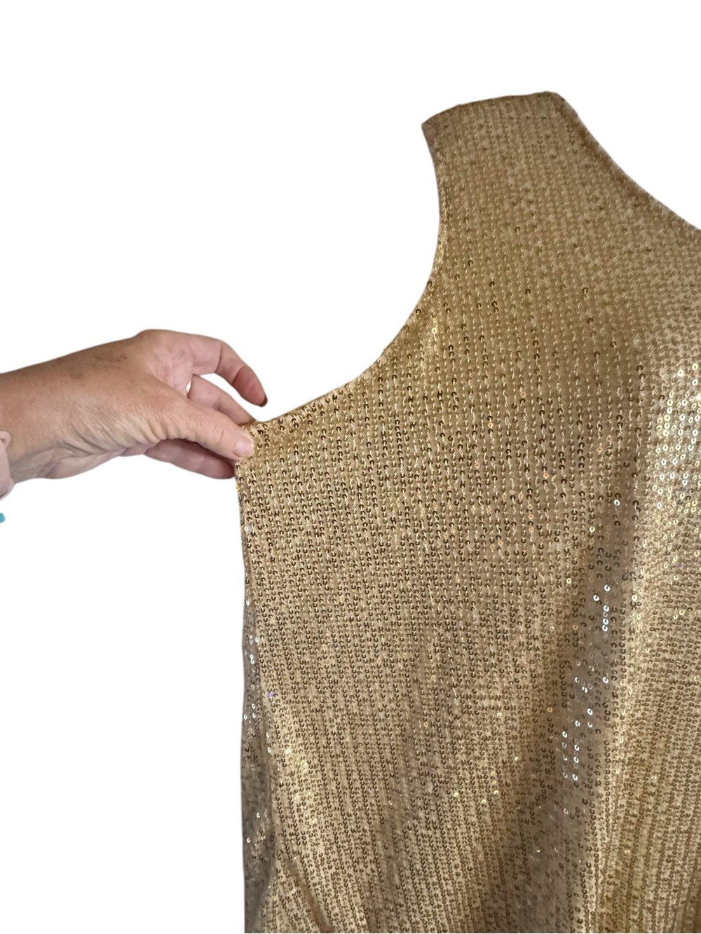 NWT Sequin Scoop Neck Tank Top in Gold -PLUS: 2X #13 - Picture 3 of 9